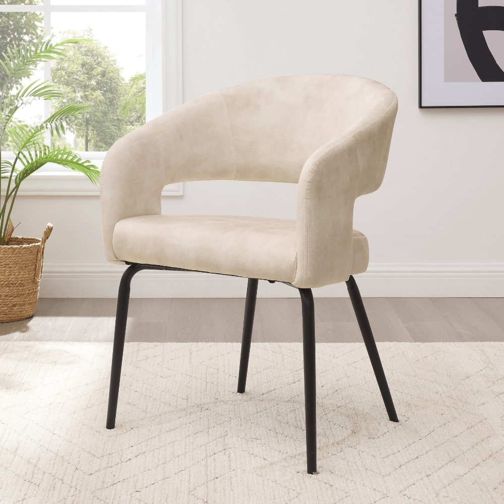 Jasmine Cream Velvet Dining Chair With Black Legs